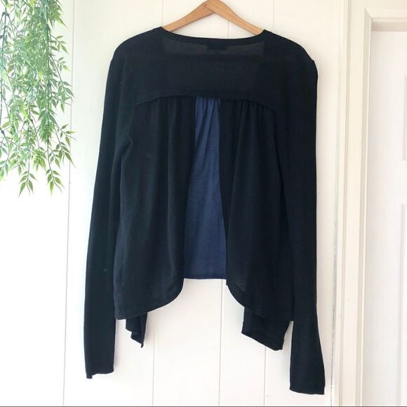 SOH Cotton Waterfall Cardigan Open Black Blue - Picture 2 of 4